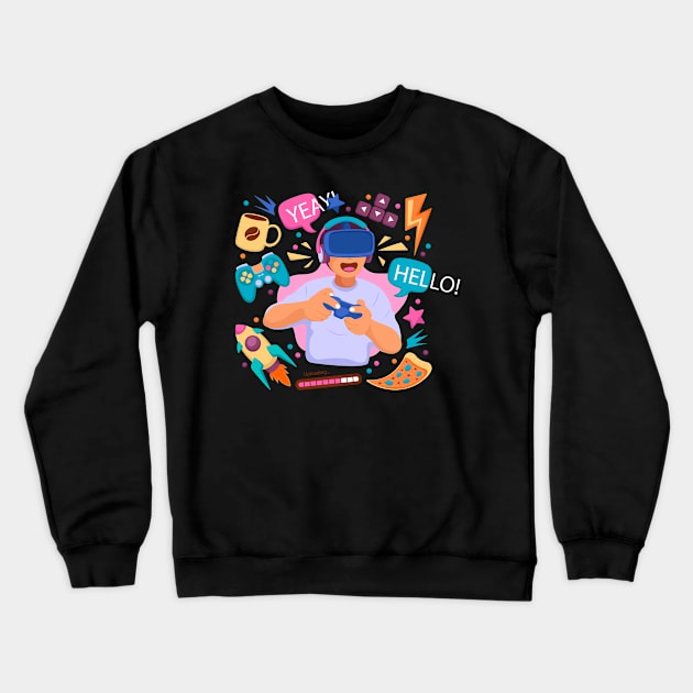 Game Streamer Concept Crewneck Sweatshirt by Mako Design 